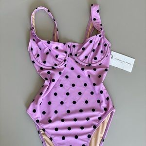 Faithfull the Brand Pink Polkadot One Piece Swimsuit; Size XS